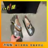 Sapatos Mary Jane Retro de Salto Aumentado Estilo Francês para Mulheres 2026 Preto Bico Redondo Velcro Versátil para o Dia a Dia Sapato Baixo para Mulheres