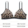 Sutiã feminino estilo francês, decote em V profundo, bojo triângulo, estampa de leopardo sexy, fecho frontal, anti-queda, costas bonitas, alças finas, sutiã ultrafino de alta qualidade