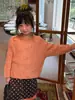 Colección de otoño 2026 para niñas WO: Suéter de punto trenzado estilo coreano, un top de punto retro, suave y de corte holgado para niños