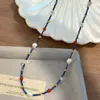 Collar Multifacético de Lapislázuli Perla de Agua Dulce Natural Cadena para Clavícula Retro de Gama Alta Versátil Cadena para Suéter Venta al por Mayor