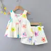 Conjunto Fino de Shorts sin Mangas y Chaleco para Niñas, Conjunto de Dos Piezas de Algodón y Seda para Casa, Conjunto de Tirantes de Algodón y Seda para Niñas