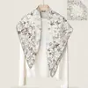 Nuevo pañuelo cuadrado de 90 cm con estampado a juego en ambos lados y colores contrastantes, sarga de espiga, bordes enrollados a mano, bufanda chal para mujer, estilo transfronterizo europeo y americano