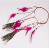 Diademas bohemias europeas y americanas, Diademas coloridas de plumas de pavo real indias para viaje, Accesorios para el cabello morados transfronterizos, Venta al por mayor de tocados
