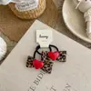 Estilo Coreano Novo Estampa de Leopardo Coração Vermelho Laço Presilha de Cabelo Elástico de Cabelo Moda Retrô Menina Rabo de Cavalo Elástico de Cabelo Presilha de Cabelo