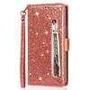 Adecuado para Samsung S26 Funda de Cuero, A57 Billetera con Cremallera y Brillo, Portatarjetas, Correa de Mano, Funda para Redmi Note15, A37