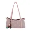 Bolsa tote de lona com poá estilo coreano de grande capacidade para mulheres, bolsa de ombro/axila texturizada de nicho, sacola de compras casual