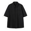 Camisa básica desconstruída casual de manga curta cleanfit, cor sólida, para homens, combinando com todos os estilos, design moderno de alta qualidade