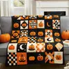2026 Nueva Manta de Franela de Calabaza Fantasma Tema Personalizado de Halloween Manta para Sofá Manta Retro 3D