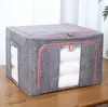 Caja de Almacenamiento Plegable Transparente para el Hogar con Apertura Frontal Tela Almacenamiento Organizador Plegable para Edredones Caja de Almacenamiento para Mudanzas