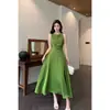 Comercio Exterior Transfronterizo Tk Ropa de Mujer Vestido sin Mangas Plisado Ajustado a la Cintura con Diseño Inspirado en el Pasillo de la Niebla Verde