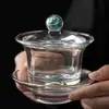 Tigela Coberta de Vidro Turquesa, Folha de Ouro, Xícara de Chá Fair, Xícara de Chá Doméstica de Cristal, Xícara de Chá com Flores de Aparência Sofisticada, Xícara Resistente ao Calor