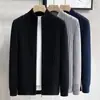 Cárdigan de punto para hombre, chaqueta suéter con solapas y cremallera de ajuste holgado, nuevo modelo de otoño e invierno, venta al por mayor transfronteriza