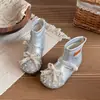 Elegantes Botines Cortos de Perlas para Niñas 2026 Invierno Decoración de Lazo Botas Brillantes de Suela Plana de Moda Versátiles Cálidos Botas Individuales