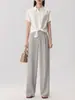 Pantalones Casuales de Pierna Ancha, Largos, Transpirables y Protectores del Sol para Mujer, Nuevos de Otoño, Blancos, de Cintura Alta, Caídos, Holgados, Adelgazantes, de Pierna Recta