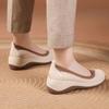 Transfronteiriça 2025 Novo Outono Sapatos de Caminhada Confortáveis com Solado Macio Couro Macio Respirável Casuais Rasos com Solado Grosso Sapatos Femininos