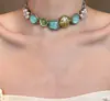 Collares apilables de cuentas retro europeos y americanos para mujer, Lujo accesible bohemio, Estilo de nicho, Accesorios de cadena para clavícula de moda exagerada