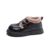 Sapatos de Algodão para Meninas com Forro de Lã Estilo Britânico Sapatos de Princesa 2026 Novidades de Inverno Sapatos Casuais Quentes para Crianças Mocassins para Meninas Pequenas