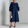 2026 Nuevo Vestido de Color Sólido a la Moda con Mangas de Farol Floral Tridimensional Estilo Francés Transfronterizo Europeo y Americano para Mujer