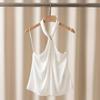 Th Verano Nuevo 19mm Seda Nube Cuello Halter Sin Mangas Moda Versátil Top para Mujer, Adelgazante, Elegante y Sexy