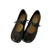 Sapatos Retrô Coreanos com Bico de Porco, Sapatos de Bico Dividido com Solado Macio, Sapatos Pequenos Femininos de Couro Macio com Cadarço, Sapatos Mary Jane Ballet, Sapatos Baixos