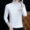 Camiseta de manga larga para hombre con cuello alto, camiseta interior elástica para hombre, primavera y otoño, casual, algodón, camiseta para hombre, top, moda, venta al por mayor