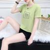 2019 Novo quadrado xadrez verão multicolorido manga curta camiseta feminina letras base camisa pullover pescoço redondo estilo coreano solto