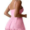 Atacado Lingerie Erótica Renda Camisola Camisola Transparente Delicada Franzida Sexy Doce Roupa de Dormir para Mulheres Comércio Exterior