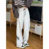 Pantalones de chándal holgados para mujer, forro polar para otoño e invierno, nuevo estilo 2025, talla grande, pantalones casuales rectos adelgazantes de pierna ancha