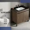 Conjunto de Gabinete para Lavatório de Chão, Gabinete de Banheiro em Alumínio Espacial, Lavatório Integrado de Cerâmica Doméstico