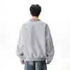 Jaqueta Suéter Pesada com Gola Alta para Homens, Marca Tendência de Primavera, Casual Solta Cleanfit, Estilo Preguiçoso, Jaqueta Cardigan Cinza