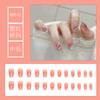 Usa uñas postizas de fiesta para estudiante de niña de dibujos animados cortas, medianas y largas de color sólido, 24 piezas de talla única, parche de uñas removible