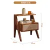 Mesa de Cabeceira de Madeira Maciça e Rattan Estilo Wabi-Sabi B&B Nórdico Pequeno Gabinete Lateral Estilo Japonês Móvel Pequeno Armário de Armazenamento Mesa de Cabeceira