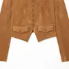 Fabricante mayorista de ropa para mujer transfronterizo 2026 nuevo otoño color liso chaqueta corta con botones abrigo top