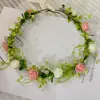Coroa de Flores Rosa Fada Headpiece Faixa de Cabeça Estilo Mori Menina Adulta Flores Artificiais Faixa de Cabeça Acessórios de Cabelo Flor na Cabeça Adereços para Fotos