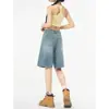 Shorts de Mezclilla Anchos Vintage para Mujer, Tendencia Verano 2026 Versátiles Nuevos de Cintura Alta Sueltos Rectos de Longitud Media
