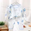 Ropa de Verano con Aire Acondicionado para Niños, Doble Capa de Hilo, Cuello Redondo, Estampada, Ropa para el Hogar