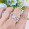 Anillo exagerado de circonitas micro incrustadas personalidad vanguardista diamante ovalado anillo de lujo anillo línea de diamantes completa anillo de diamantes multicapa