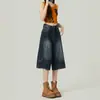 Elegantes y estilizados jeans cropped de estilo americano, un nuevo diseño para ropa de trabajo, con un corte retro y versátil de cintura alta y pierna ancha