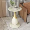 Mesa redonda pequeña moderna de lujo ligero, mesa auxiliar estilo europeo, mesa de centro para sofá, mesa de rincón italiana de estilo ins moderno, mesita de noche móvil