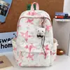 Mochila Estilo Americano Estilo Ins Gris Niebla Degradado con Diseño Dulce y Fresco, Modelo para Parejas para Escuela, Clase, Vacaciones y Viaje