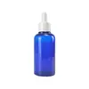 Frasco Conta-gotas Personalizado 80/90ml Passo Ombro Arredondado Plástico PET Essência Frasco Vazio Cabeça de Silicone PP Anel Médio Tubo de Vidro