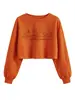 Estação Europeia Desejo Moda Diversão Versátil Feminino Temporada Assustadora Chapéu de Abóbora Moletom Cropped