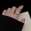Anel Feminino Zircônia Laço 2025 Novo Super Brilhante Micro-Embutido Moda Versátil Elegante Anel Aberto para Dedo Indicador