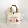Bolsa de Lona Urso Bolsa de Mão Feminina Estudante Bolsa para Marmita Bolsa Simples Trabalhador de Escritório Bolsa de Almoço Bolsa de Almoço