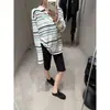 Jomi STUDIO, mesmo estilo de Martin, camisa polo feminina de manga longa com design listrado em malha de algodão fina