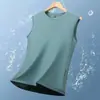 Camiseta de Seda de Hielo Nylon Verano Fresca Transpirable Camiseta Corta Chaleco con Capucha Nuevo para Hombre Deportivo Manga Corta Moda Tendencia Marca Corte Holgado
