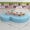 Estante de Livros para Biblioteca Escolar Sofá Combinação Curva Criativa Formato Área de Leitura Estante Armazenamento Área de Descanso Banco
