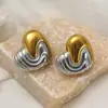 Pendientes de Acero Inoxidable Color Dorado a Juego de Lujo Ligero con Forma de Corazón para Mujer, Pendientes de Acero de Titanio Europeos y Americanos de Alta Gama, Venta al por Mayor