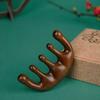 Pente de massagem meridiana da cabeça de cinco dentes de sândalo dourado pente de sândalo dente largo couro cabeludo cuidados de saúde domiciliares terapia da cabeça pente portátil