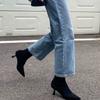 2024 Outono e Inverno Novo Estilo Ponta Pontiaguda Stiletto Salto Alto Botas Curtas Femininas Camurça Elástica Botas Finas Temperamento Casual Moda Botas Simples